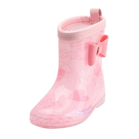 

Aompmsdx Toddler Kids Waterproof Rain Boots Cartoon Bowknot Boys Girls Rain Boots Waterproof Non Slip Shoes Outdoor Shoesankle Boots