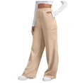 thumbnail image 1 of Pantalones de chándal anchos con forro polar para mujer - Pantalones de yoga de cintura alta con bolsillos - Poliéster - Tallas S-XXXL, 1 of 8