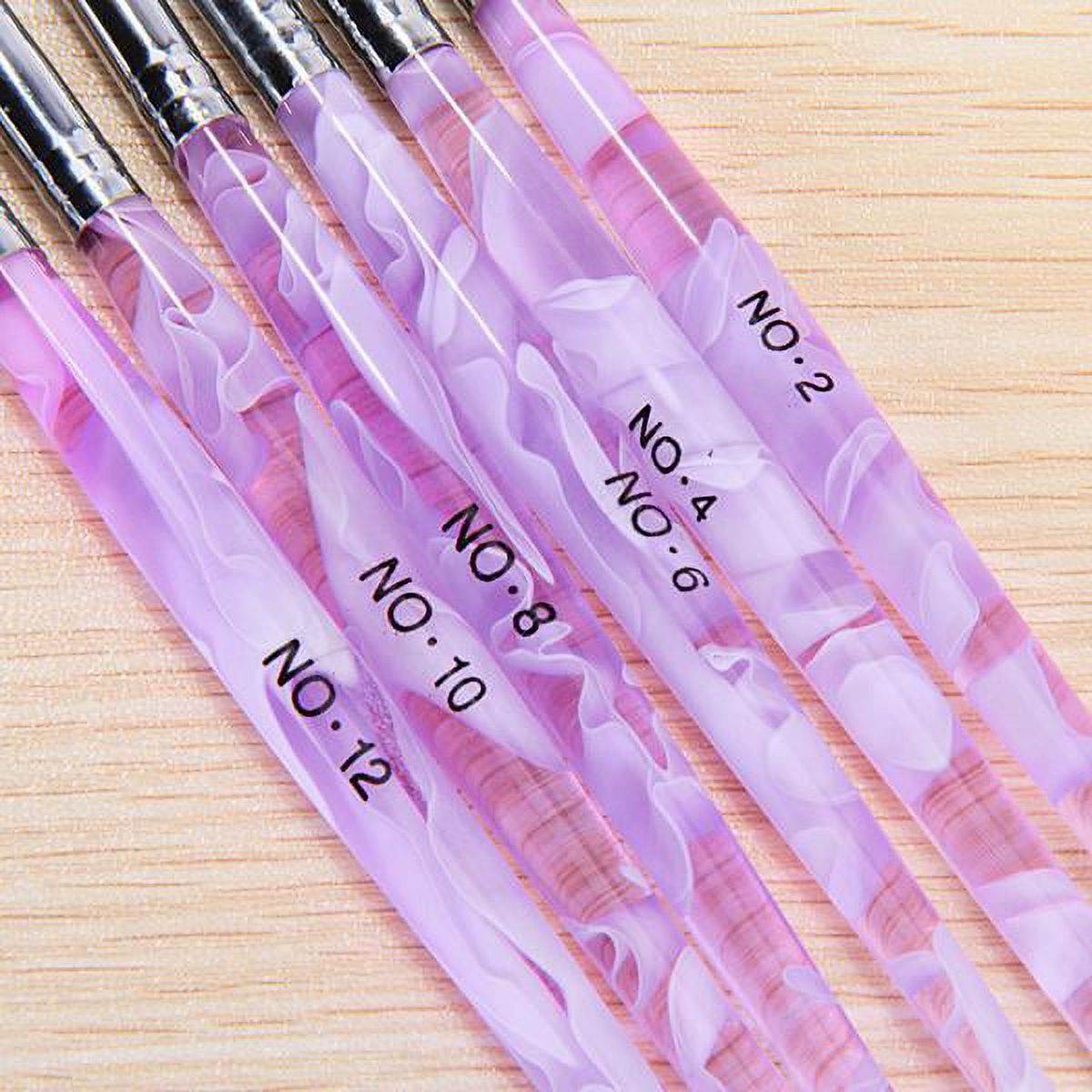 Set Of S Assorted Sizes Acrylic Nail Art Brush Manicure Equipment Beauty Supplies Cosmetic Tool Light Lavender - image 3 of 7
