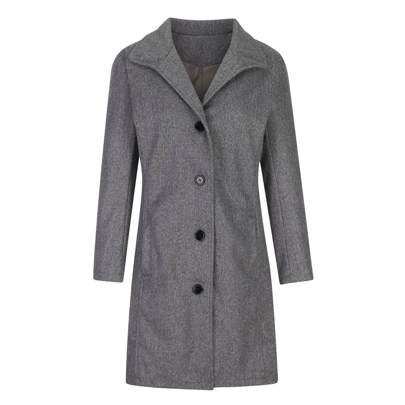 XFLWAM Women's Winter Wool Coat Stand Collar Single Breasted