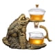 thumbnail image 1 of Diseño de forma de sapo dorado Juego de té perezoso Desvío de agua magnético Cubierta giratoria Tazón Semiautomático resistente al calor para regalos Baoblaze tetera perezosa, 1 of 8
