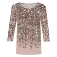 thumbnail image 4 of Tops for Women 3/4 Sleeve Sequin Print Loose Fit Dressy Sparkly Blouses Round Neck Fashion Party Glitter Shirts, 4 of 4