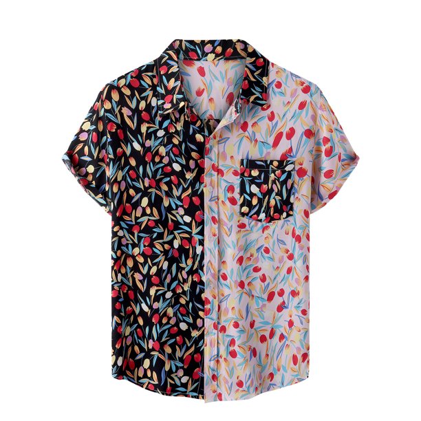 Camisa de verano que imprime la parte superior de la solapa de la camisa de manga corta de los hombres ocasionales Pompotops oipoqjl25298