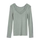 thumbnail image 1 of Jumpingount Ropa térmica de fibra acrílica para mujer, ropa interior de invierno de manga larga con cuello en V y encaje de Color sólido a la moda conjuntos de ropa Top Azul Verde Jumpingount AP013761-02, 1 of 6
