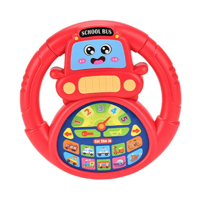 MERIGLARE Kids Steering Wheel Toy Simulated Driving Controller for Grils Birthday Gift Red