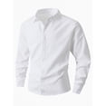 thumbnail image 1 of pstuiky manga larga para hombre, Camisa de lino con bolsillo y solapa con botones y manga larga de color liso para hombre Tops de talla grande para hombre m, 1 of 8
