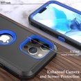 thumbnail image 3 of Xhy iPhone 13 Pro Case + Screen Protectors + Belt Clip Holster + Camera Lens Protector, Heavy Duty Hard Shockproof Armor Protector Case (Black+Dark Blue), 3 of 7