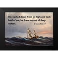 thumbnail image 2 of ArtsyQuotes 24x18 Black Modern Framed Museum Art Print Titled - Bible Verse Quote 2 Samuel 22:17, Anton Melbye - A Ship in High Seas at Sunset, 2 of 5