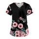 thumbnail image 1 of uniforme de trabajo estampado de moda para mujer con camiseta de bolsillo top de manga corta rosa/l, 1 of 6