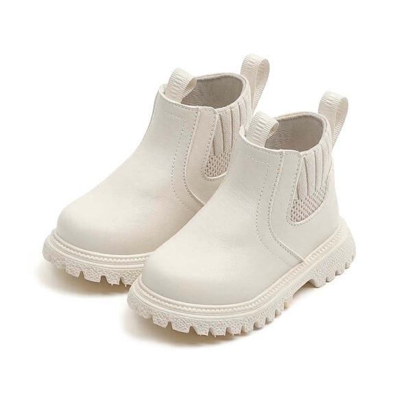 Eltusu Girls Booties, No Slip Spring Winter Windproof Casual Ankle Boots Beige Size 11 Little Kids
