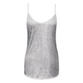 thumbnail image 3 of HNMKIU Women's Fashionable Loose Fit Sequin V-Neck Sleeveless Casual Top for Daily Wear Grey,S, 3 of 4