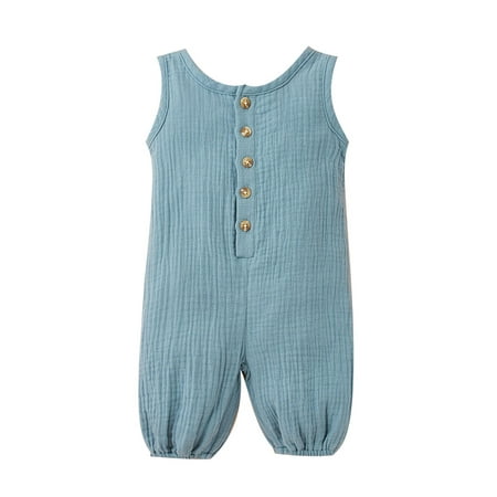 

PBaeM Baby Unisex Casual Breathable Linen Blend Sleeveless Romper