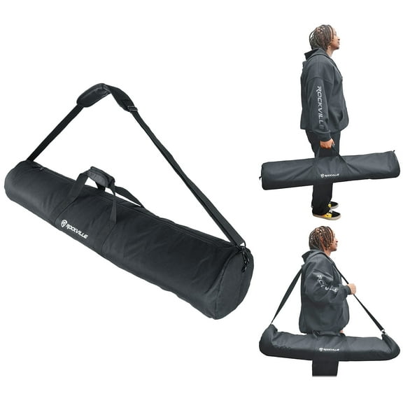 Rockville ESB2 Bag For Pair Tripod Pro DJ Speaker Stands w Foam Padding Divider