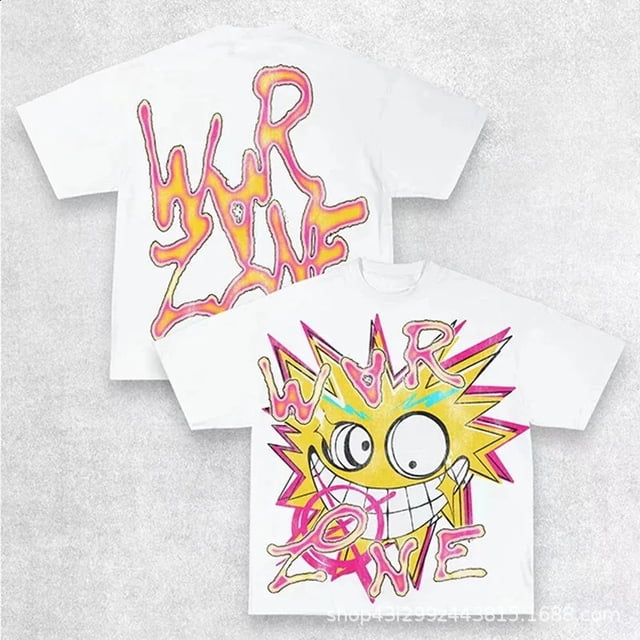 Camiseta de gran tamaño Retro Punk Rock, Top de manga corta de algodón con estampado gráfico de payaso Harajuku de Hip Hop