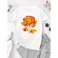thumbnail image 2 of Camiseta De Mujer Activewear Tops Simples De Verano Para Viajes De MochileroCreative Floral Printed T-Shirt for Women, Casual and Trendy Short Sleeve, Comfortable Summer Top, All Seasons, Knit Fabri, 2 of 7