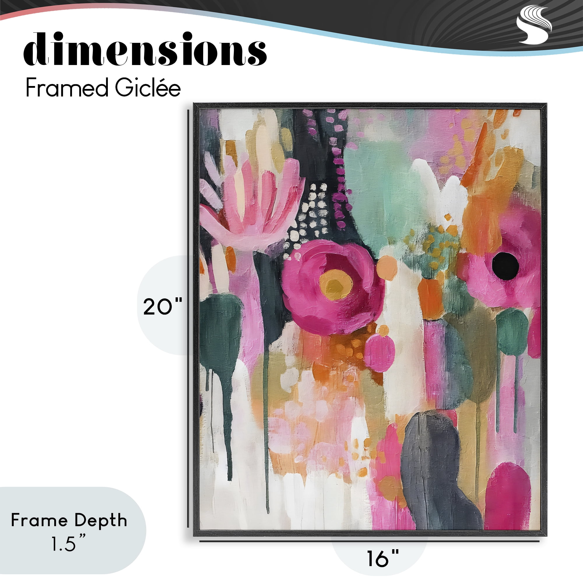 Stupell Industries Dripping Blooms Cascade Black Framed Giclee Art, design by Riley B