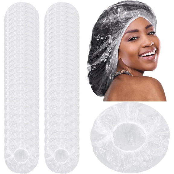 50 PCS Disposable Shower Caps,Extra Large Shower Caps,Waterproof Clear Plastic Hair Caps,Oversized Disposable Shower Cap for Women Long Braids,Thick Hair Shower Caps For Bath Hair Treatment