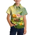 thumbnail image 3 of BiZtdJrK Fashion Shirts for Boy Luck Shamrock Graphic Short Sleeve Button Down Shirts Lapel Loose Fit Casual Beach Vacation Shirt Boys Girls St Patricks Day Tops Multicolor 140, 3 of 8