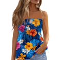 thumbnail image 1 of OIOLOYJM Womens Tube Top Spring Bandeau Strapless Palm Tree Peplum Top Backless Vacation Flowy Casual Clothes Blue L, 1 of 4