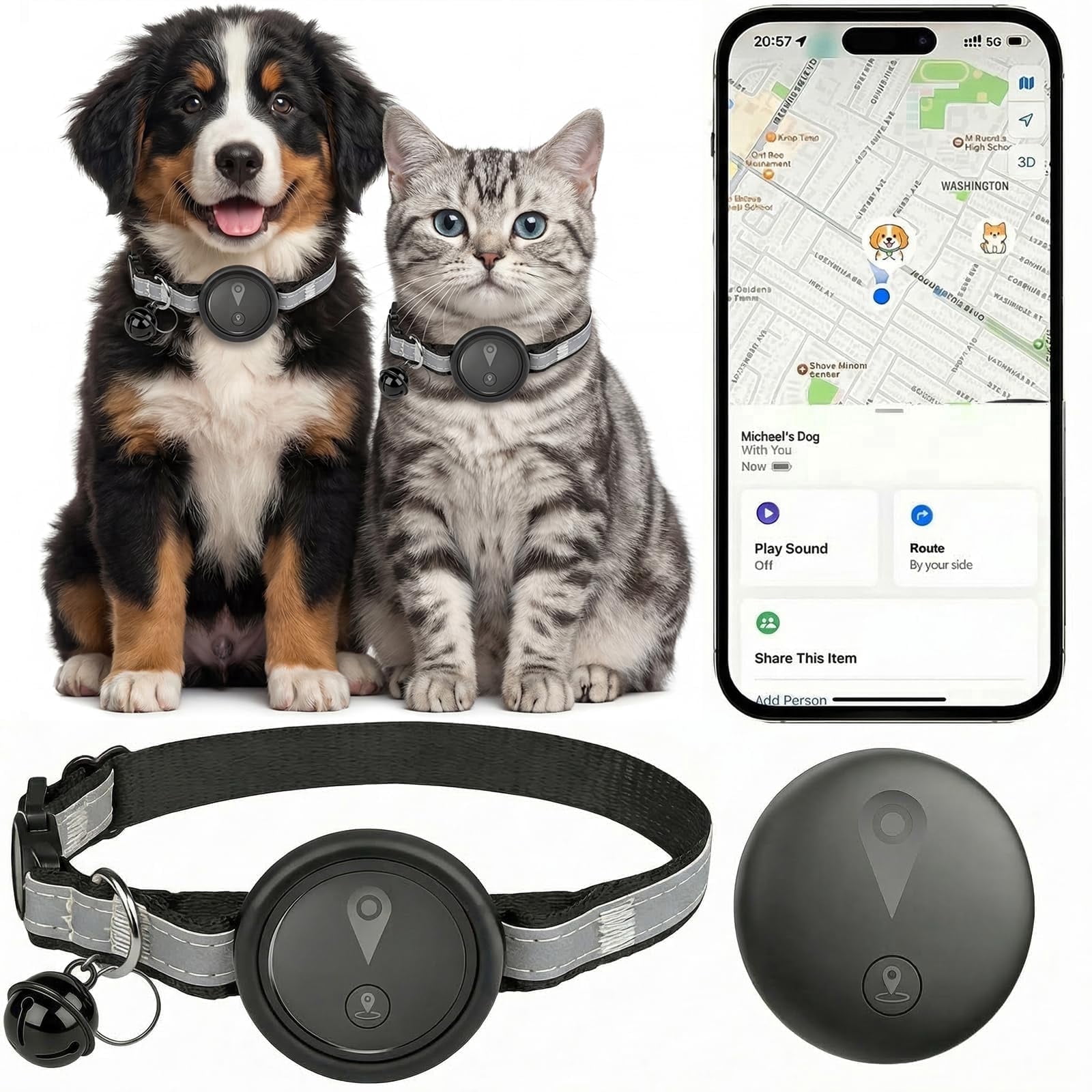NexTone GPS Pet Tracker Smart GPS Collar for Dogs & Cats Real‑Time Location Dog Tracker Collar Cat Tracker GPS Collar for Pet Anti‑Lost