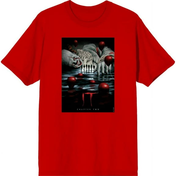 It Chapter 2 Pennywise Beckons Fan Poster Men's Red Crew Neck Short Sleeve Tee-XL