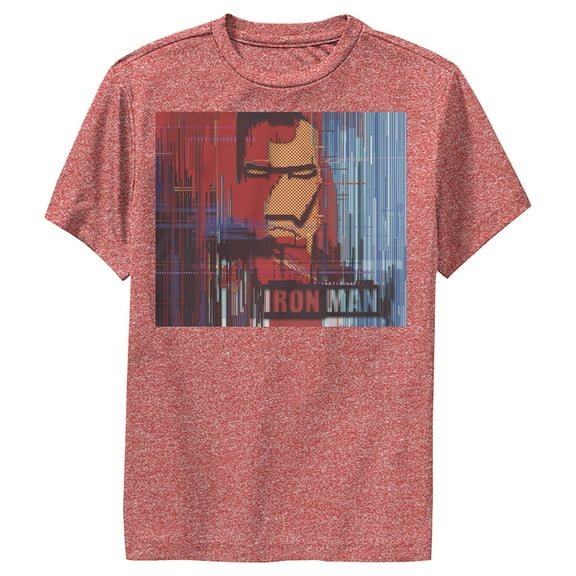 Boy's Marvel Iron Man Mural  Performance Graphic Tee Red Heather Large