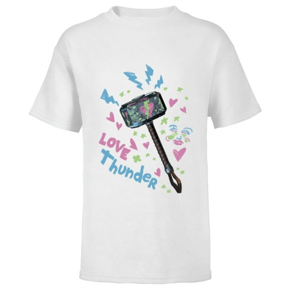 Marvel Studios Thor: Love and Thunder Mjolnir - Short Sleeve T-Shirt for Kids - Customized-White
