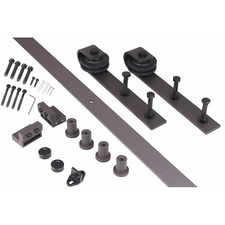 60 in. Antique Bronze Classic Bent Strap Barn Style Sliding Door Track and Hardware Set 60 in. Antique Bronze Classic Bent Strap Barn Style Sliding Door Track and Hardware Set