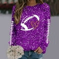 thumbnail image 5 of Cnbwig Womens Oversized Hoodies Sweatshirts Long Sleeve Crewneck Football Glitter Print Pullover Sequins Loose Winter Soft Blouse Sweaters Winter Fall Outfits Y2K Clothes A11-Purple L, 5 of 5