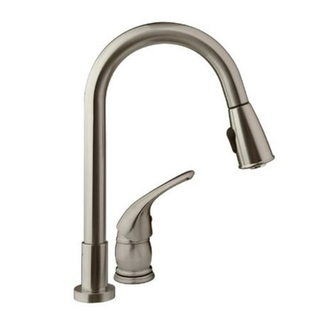 dura faucet (df-nmk503-sn) pull-down rv kitchen faucet with side lever - for rv's, motorhomes, 5th wheels, travel trailers, and towables (brushed satin