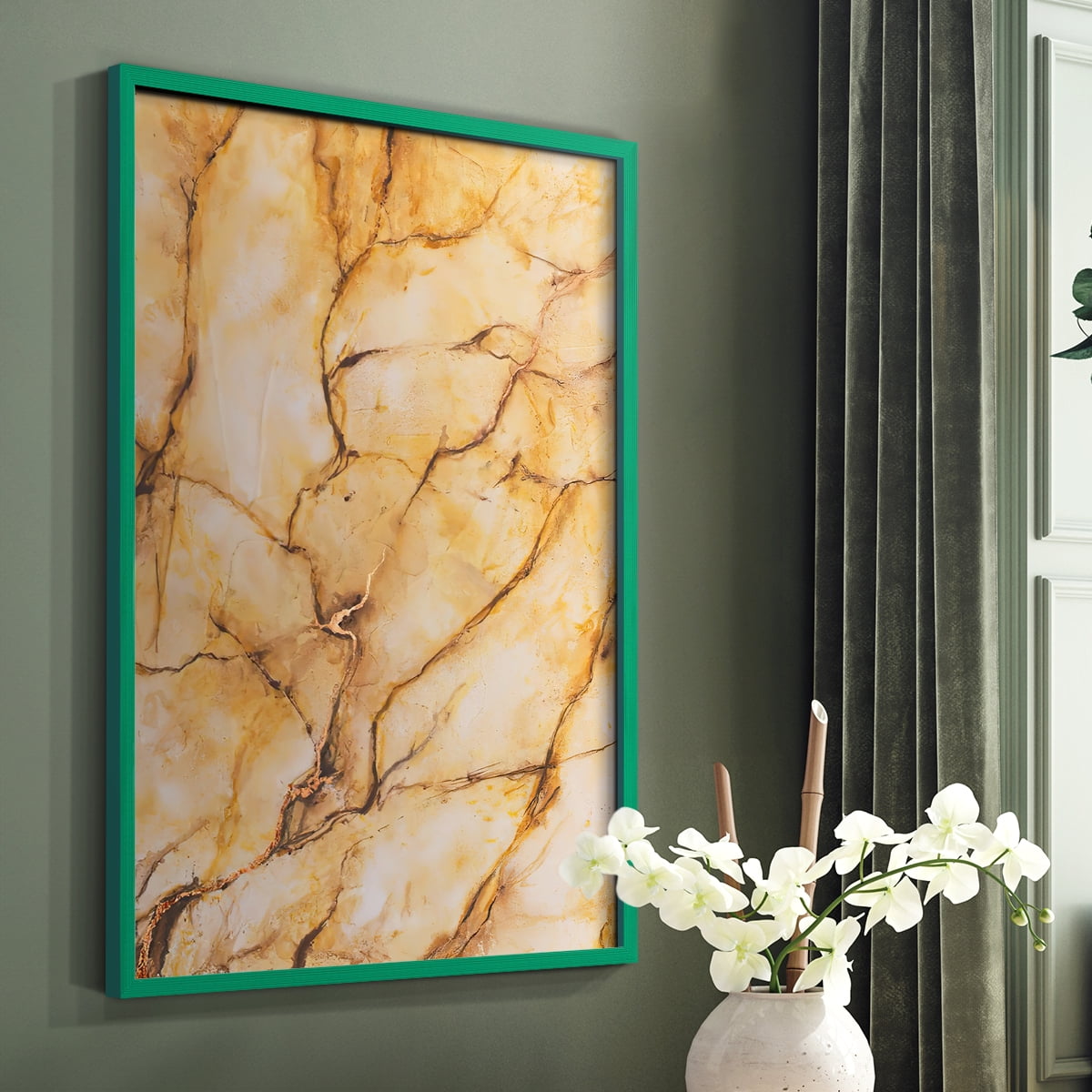Yellow Marble I Framed Print - Solid Wood in Single Picture Frame Solid Wood 2 Framed Print