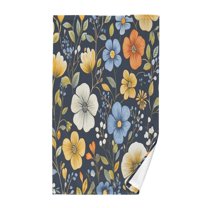 Yayeee 100% Cotton Hand Towels for Bathroom 16" x 28" Kitchen Towel, Navy Floral Pattern