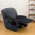 thumbnail image 4 of Topchances Elastic Velvet Recliner Sofa Slipcover, Armchair Covers with Side Pocket, Non-Slip Furniture Protector, Dark Grey, 4 of 11
