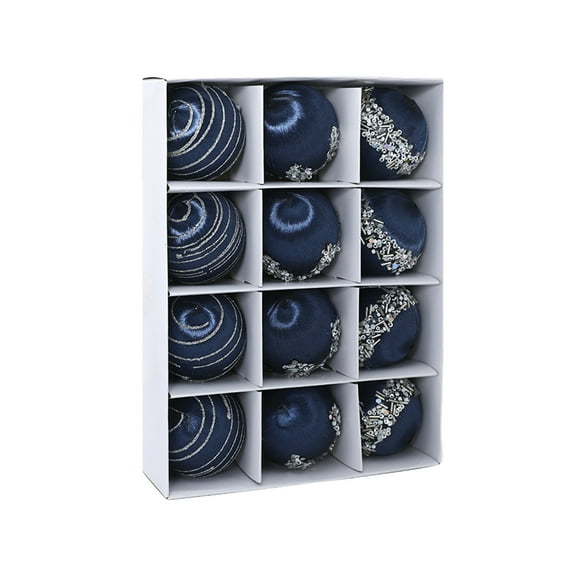 Dark Blue Dark Blue Christmas Balls Plastic Build 2.3X2.3X2.3 Inches Tree Decorations 12 Pieces