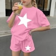 thumbnail image 5 of Girls Summer Outfits 2 Piece Clothes Solid Color Short Sleeve Top and Casual Short Sets Activewear Pink 11-12Years, 5 of 7
