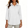 thumbnail image 3 of Womens Sweatshirt Dqueduo Women's Fall/Winter Casual Lapel Button-Front Sweatshirt – Three-Quarter Sleeves White S, 3 of 10