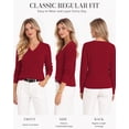 thumbnail image 2 of QUALFORT Women’s V-Neck Cable Knit Sweater, Lightweight Long Sleeve Pullover, Red, Size M, 2 of 7
