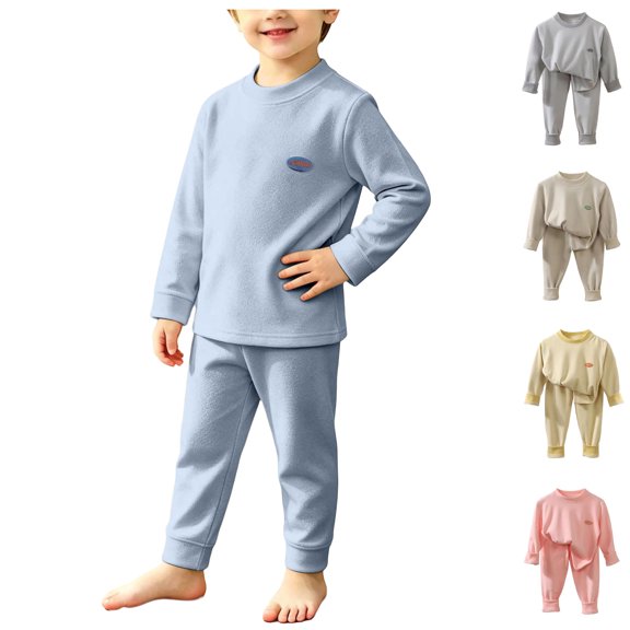 Asxite Toddler Fall Outfits Letter Print Brushed Crewneck Top Straight Leg Pants Casual Loose 2 Piece Set 3Y