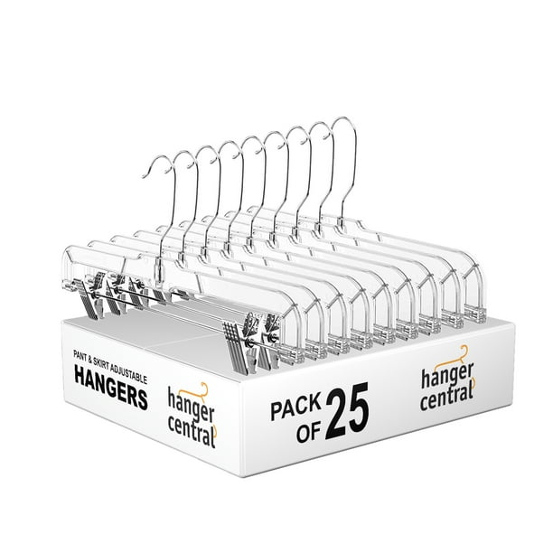 Hanger Central Durable Clear Plastic Pants Clothing Hangers with Clips