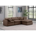 thumbnail image 2 of Meridian Furniture Indulge 94" Vegan Leather L-Shaped Modular Sectional in Brown, 2 of 9