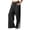 Black, variant on Women's Wide Leg Linen Pants Lace Trim Side Split Stretch Elastic Waist Long Pants with Pocket Travel Casual Trousers for Beach Vacation, Beige, XXL