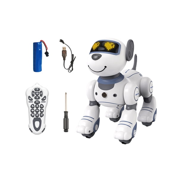 Vogacara - Smart Stunt Cute Pet para Childrens Intimate Playmate Intelligent Follow Robot Dog Juguetes electrónicos inteligentes Videojuegos portátiles color azul y blanco