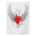 thumbnail image 3 of Ambesonne Wings Print Tablecloth Rectangular Table Cover, Classic Doodle Heart, 60"x90", Pale Grey Vermilion, 3 of 4