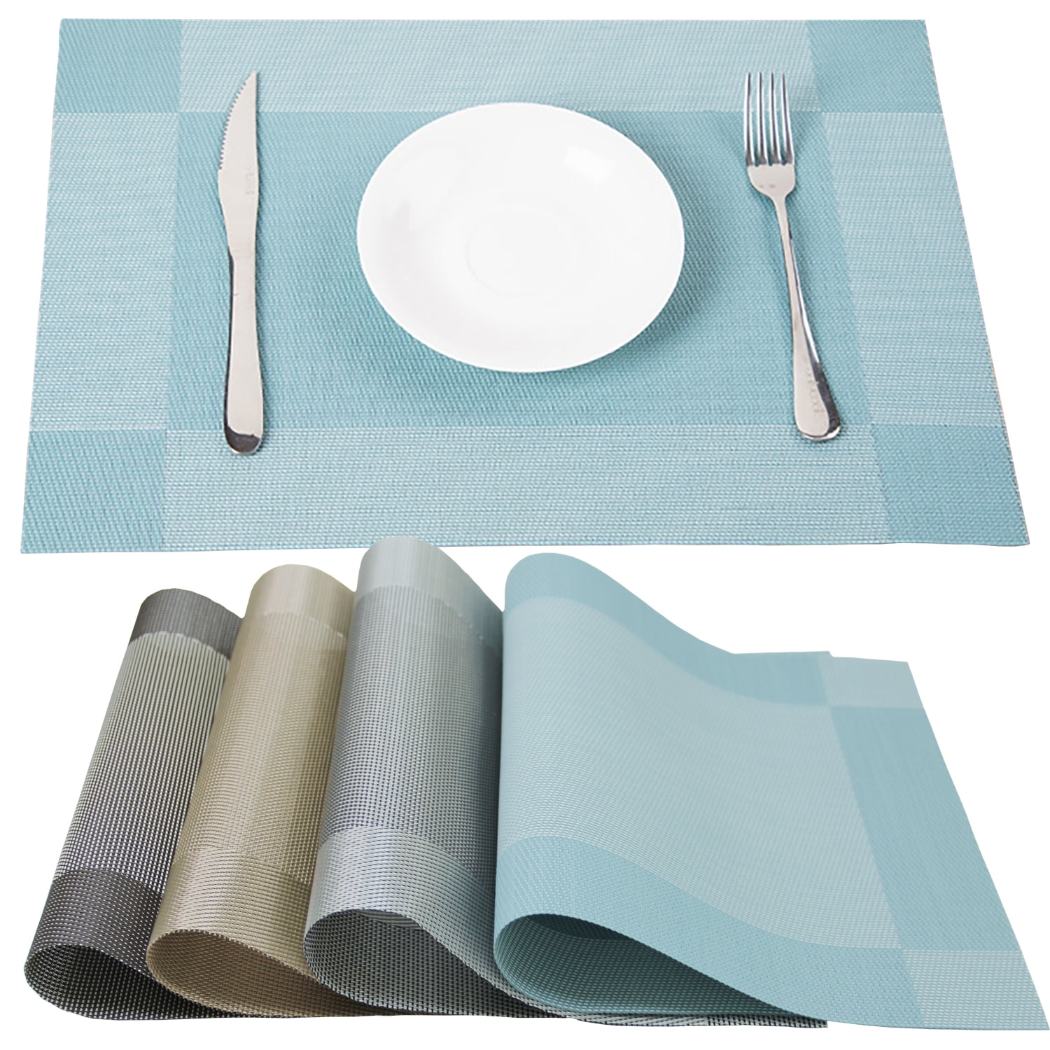 PVC Placemats 6 PCS of NonSlip Place Mats Washable Vinyl Table Mats