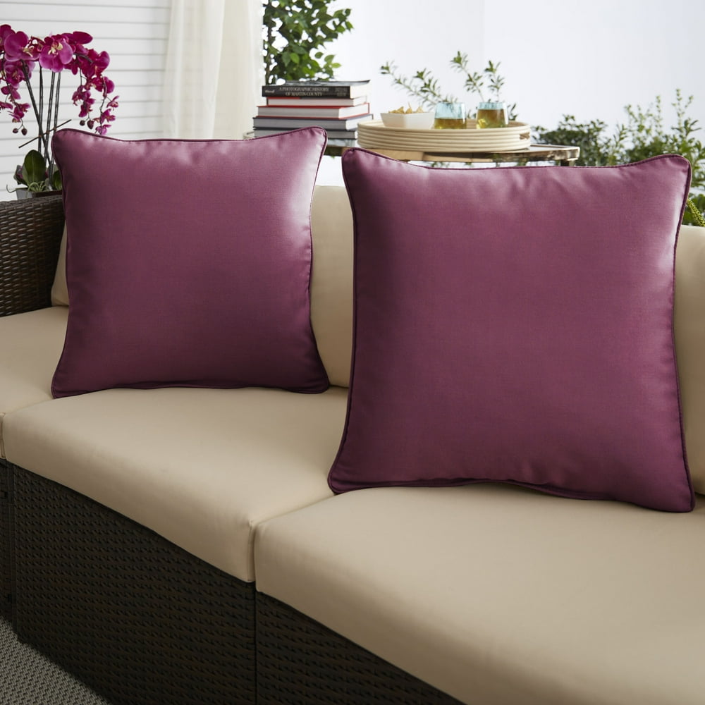 Set of 2 18" Iris Purple Solid Sunbrella Outdoor Square Pillows