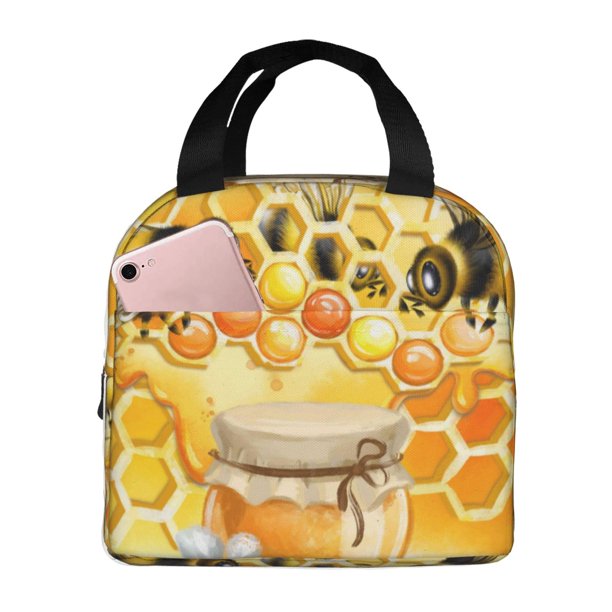 Easygdp Honey Bee Bolsa Térmica Premium - Tela Oxford Impermeable, Gran Capacidad, Bolsillo Frontal, Unisex para Trabajo, Escuela, Actividades al Aire Libre y Picnics
