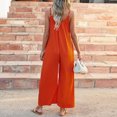 thumbnail image 3 of Maean Women's Wide Leg Jumpsuit Dress Flowy V Neck Spaghetti Strap Rompers Casual Long Pants with Pockets, 3 of 4