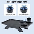 thumbnail image 3 of EDX 3-in-1 Couch Side Table, Acacia Wood Tray with Phone Holder and Cup Slots for Sofa, Bed and Recliner, Black, 3 of 7