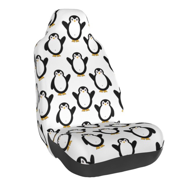 Wukai Lovely Penguin Full Set Car Seat Covers with Soft Padding Universal Auto Front Seats Protector and Cushion Mat