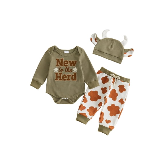 RUINIXCW Baby Boy Fall Outfits Letter Embroidery Long Sleeve Romper and Pants Hat